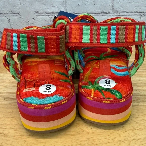 FARM RIO Tropical Platform Sandal NWT Sz 8 retail $230 - Picture 6 of 14